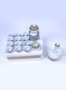 29 - Piece Ethiopian/Eritrean Coffee Set with Box Tilet Edition. The full set  Comes with 12 cups, 12 saucers, a sugar + milk pot ( የቡና ሲኒ እና ረከቦት )